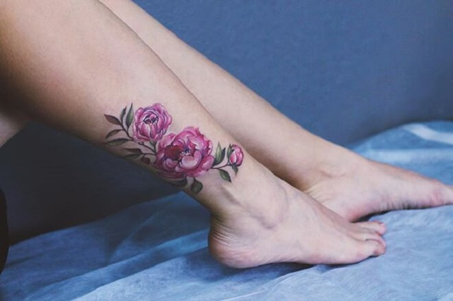 Leg Flower Tattoo
