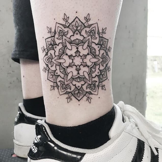 Leg Geometric Tattoo