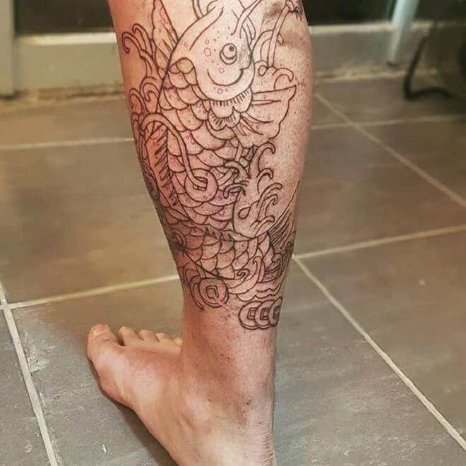 Leg Koi Fish Tattoo