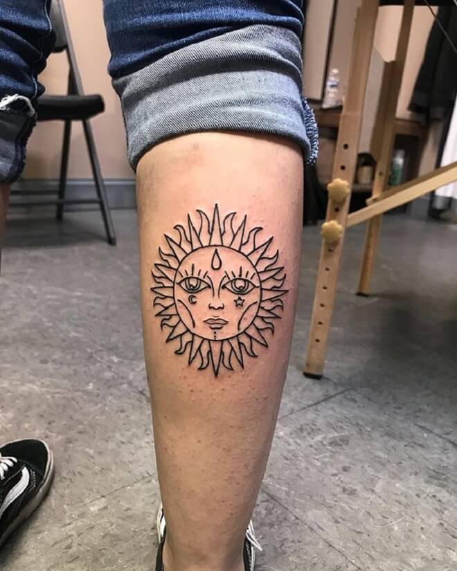 Leg Sun Tattoo