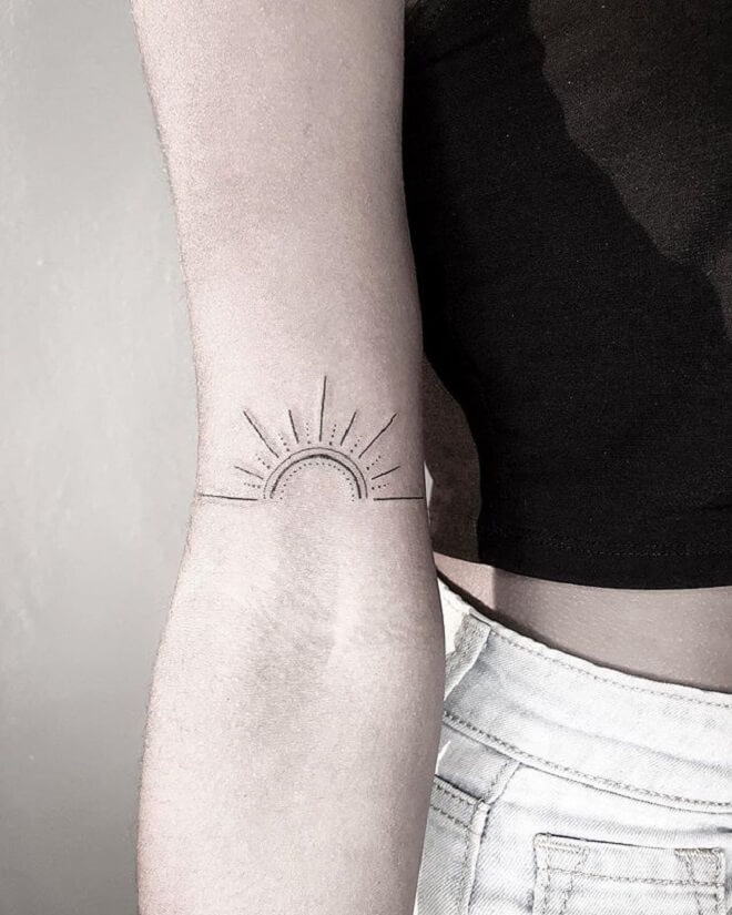 Line Sun Tattoo