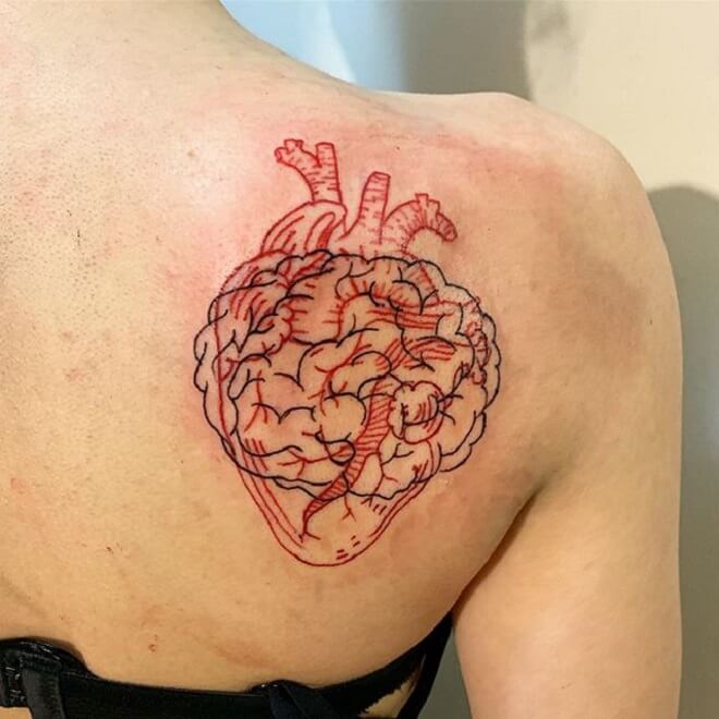 Line Work Heart Tattoo