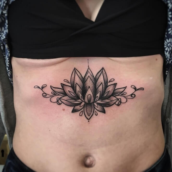 Lotus Stomach Tattoo