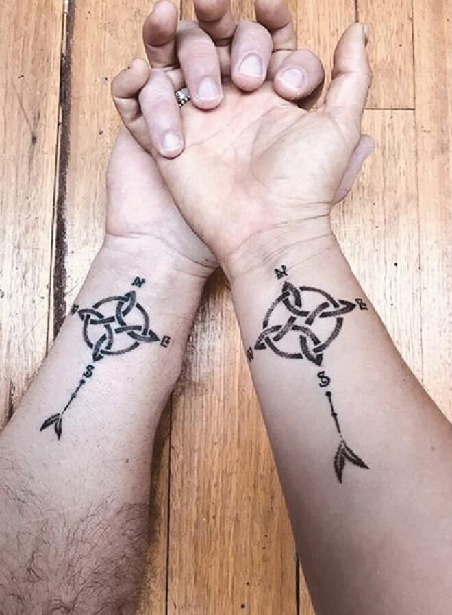 Lovers Compass Tattoos
