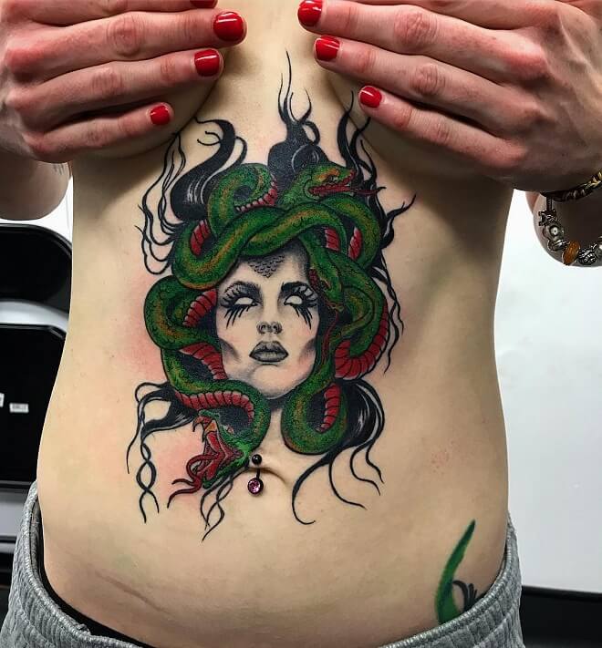 Medusa Stomach Tattoo