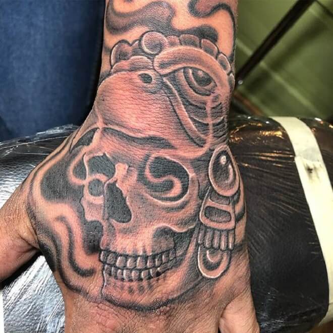 Men Hand Aztec Tattoos