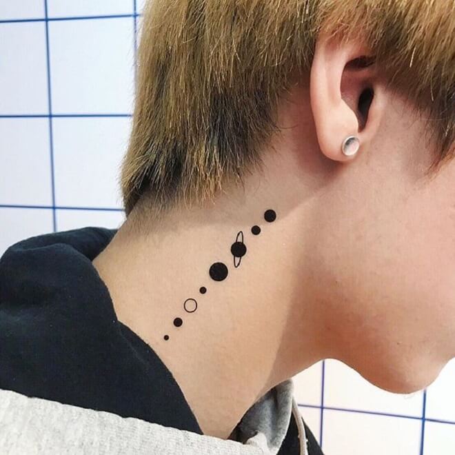 Neck Solar System Tattoo