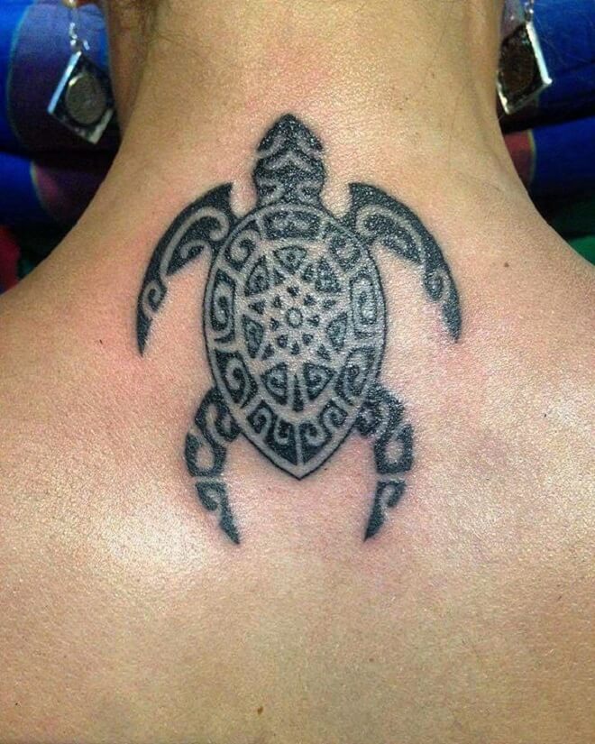 Neck Turtle Tattoo. 
