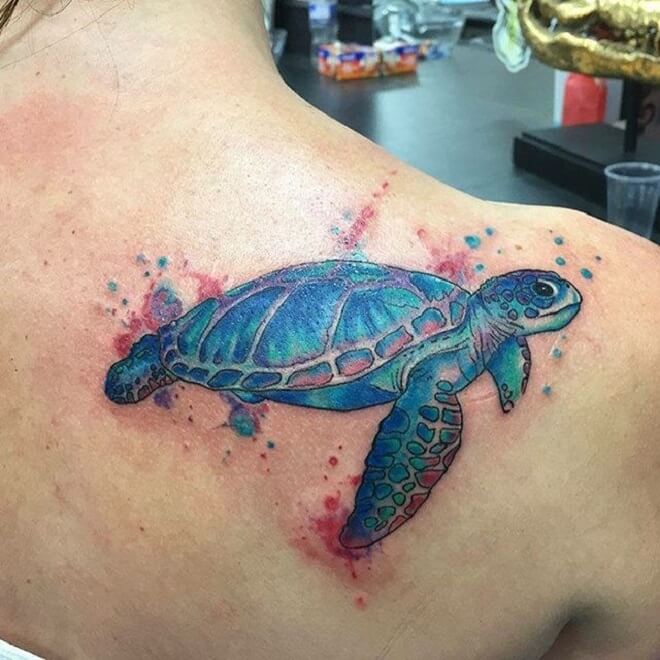New Watercolor Turtle Tattoo