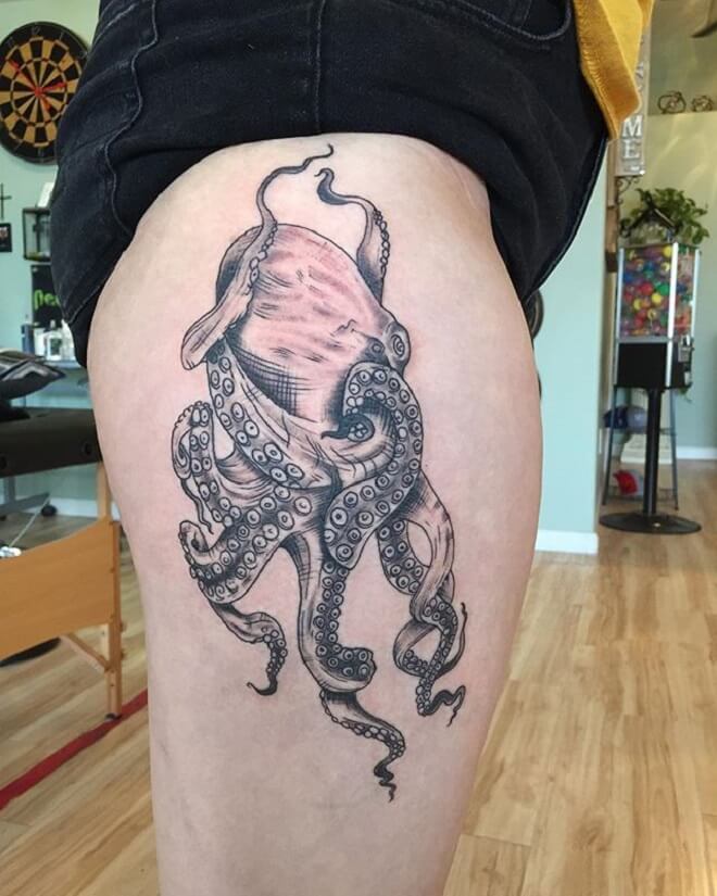 Octopus Thigh Tattoo