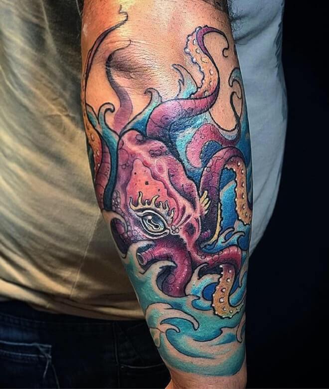 Octopus Watercolor Tattoo