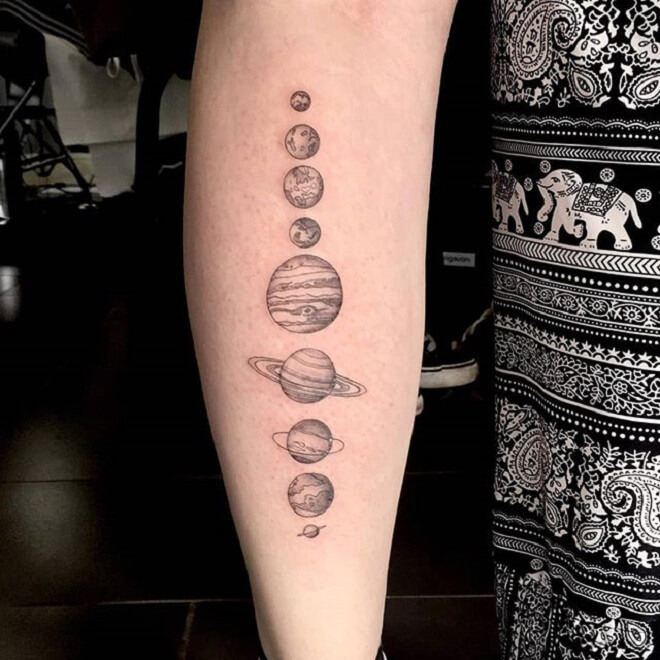 Popular Solar System Tattoo