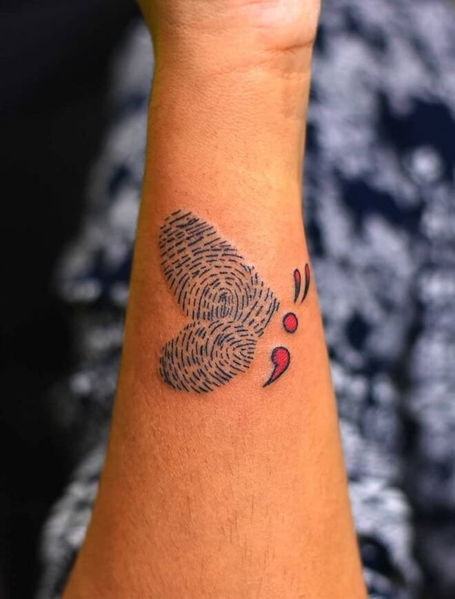 Semicolon Fingerprint Tattoo
