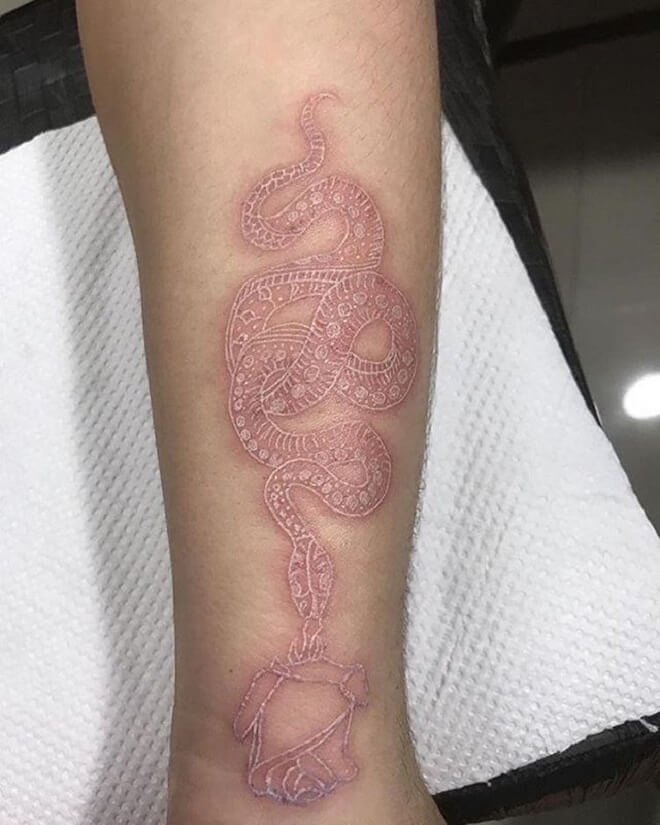 Snake White ink Tattoo