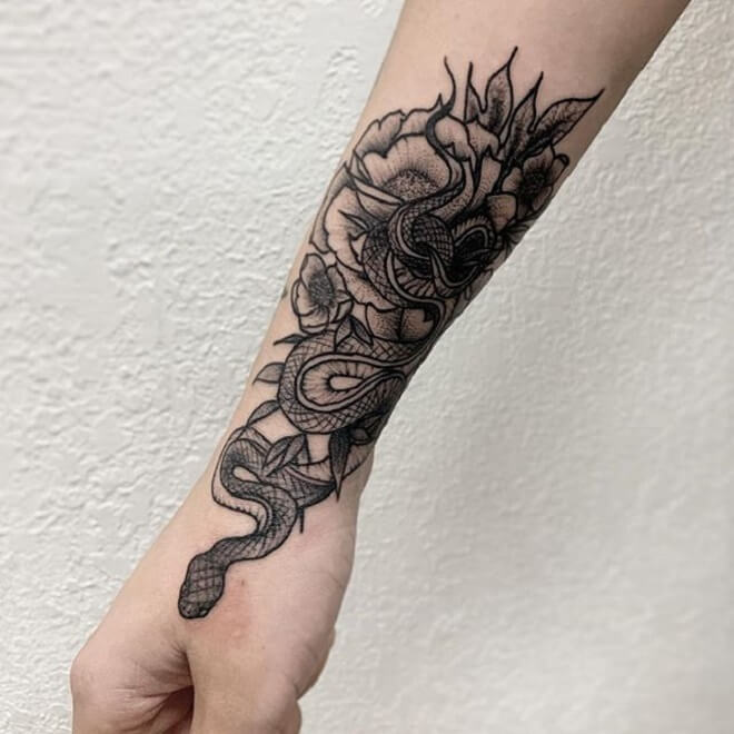 Snake Flower Tattoo