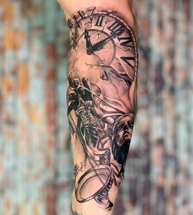 St Michael Clock Tattoo