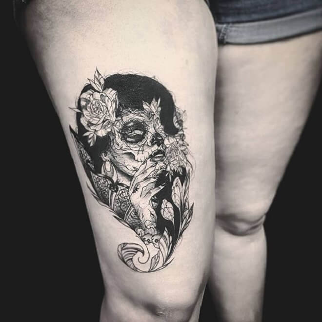 Stunning Day of the Dead Girl Tattoo