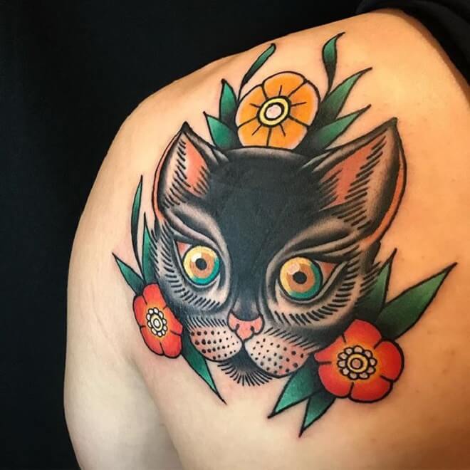 Traditional Cat Tattoo