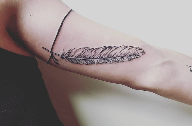 Traditional White Feather Tattoo