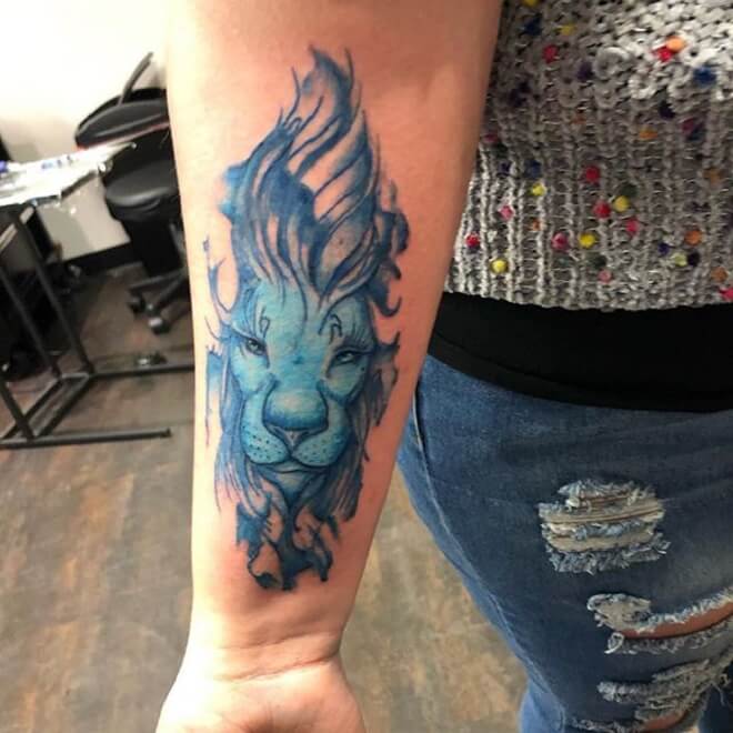 Water Color Lion Tattoo