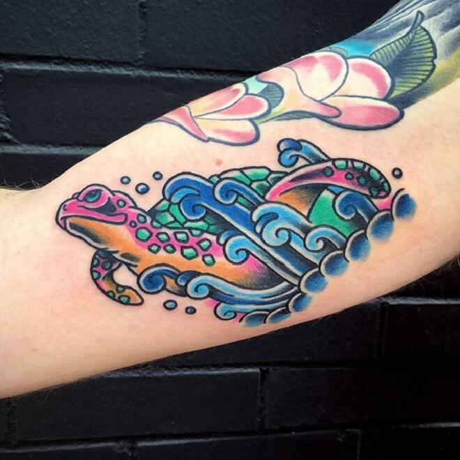 Watercolor Turtle Tattoo