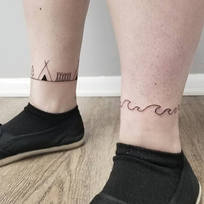 Wave Leg Designs Tattoo