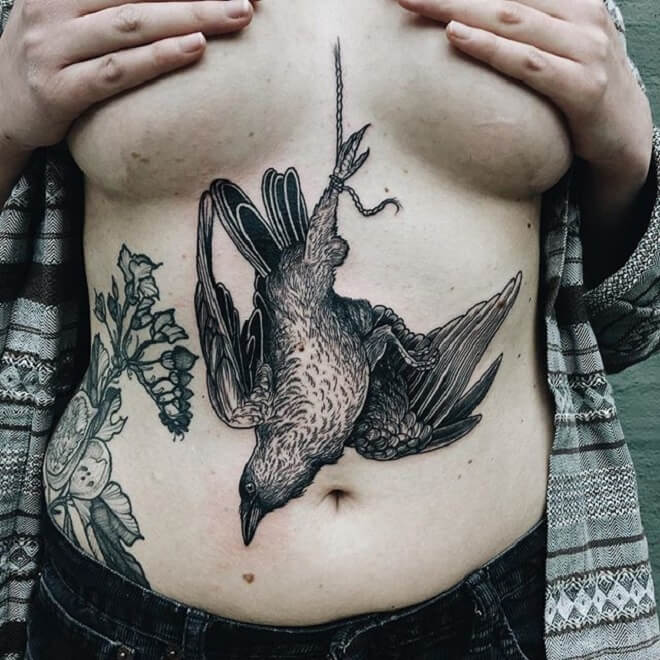 Women Raven Tattoo