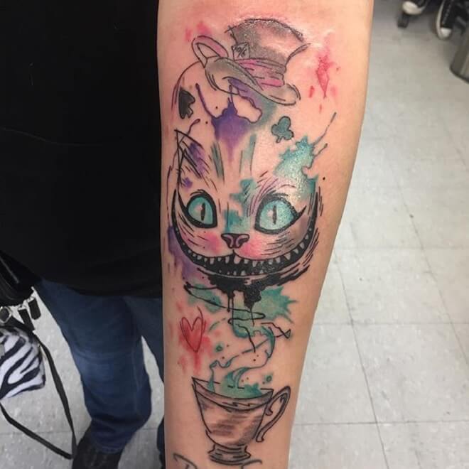 Amazing Cheshire Cat Tattoo