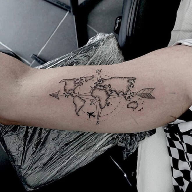 Arrow Map Tattoo