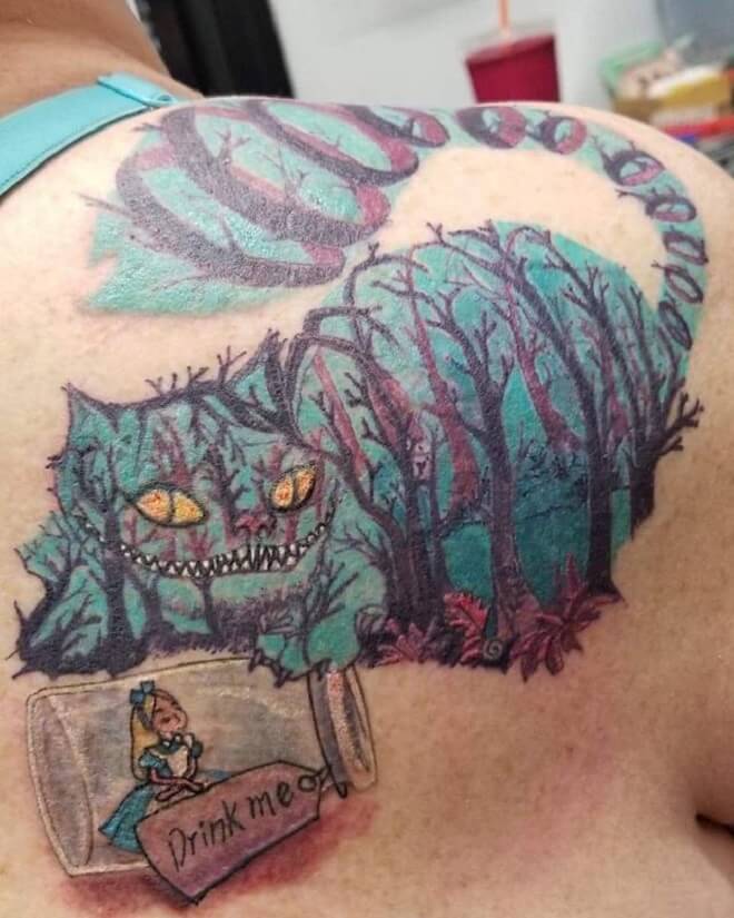 Back Cheshire Cat Tattoo