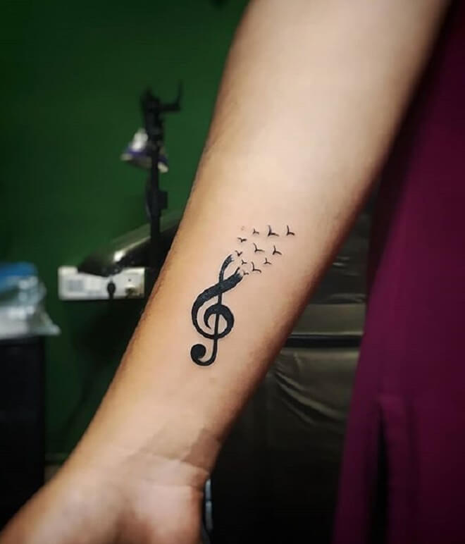 Bird Music Note Tattoo