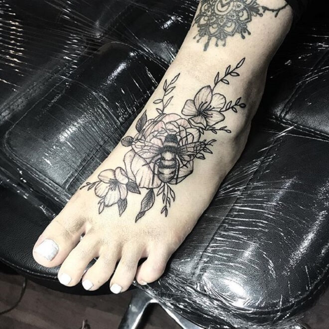 Black Work Foot Tattoos