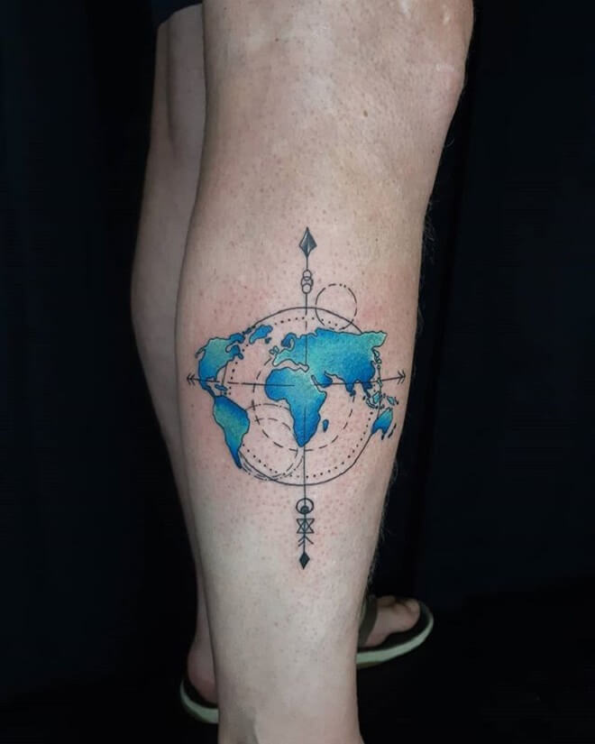 Blue Map Tattoo
