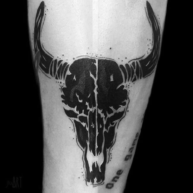 Bull Tattoo Black Work