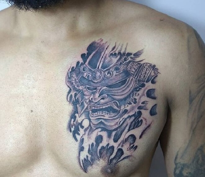 Chest Samurai Tattoo