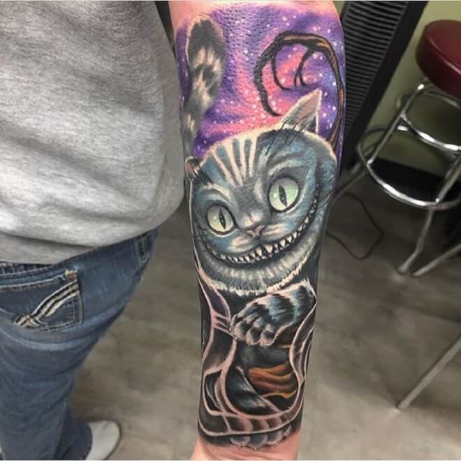 Color Cheshire Cat Tattoo
