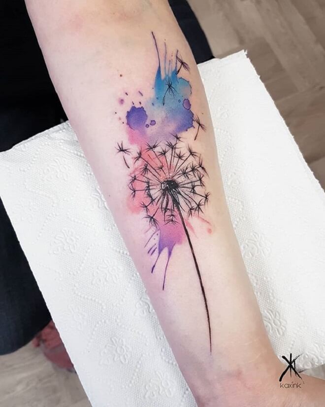 Color Dandelion Tattoo
