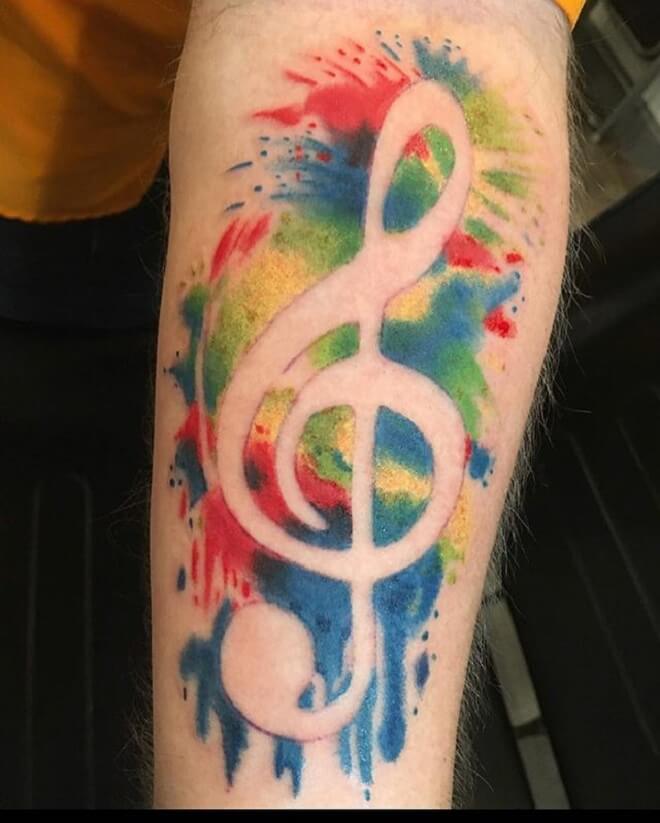 Color Music Note Tattoo