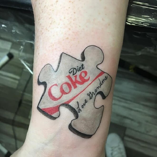 Diet Coke Puzzle Piece Tattoo