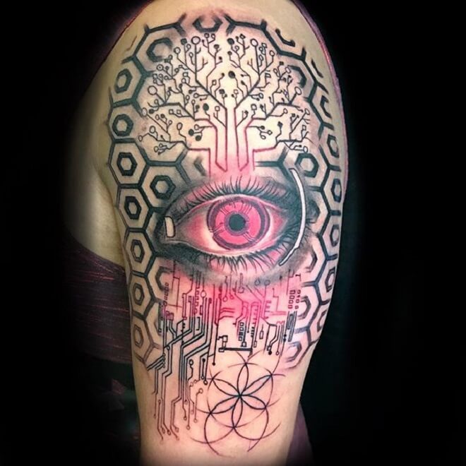 Eye Circuit Tattoo