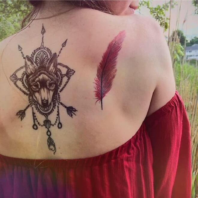 Feather Back Tattoo