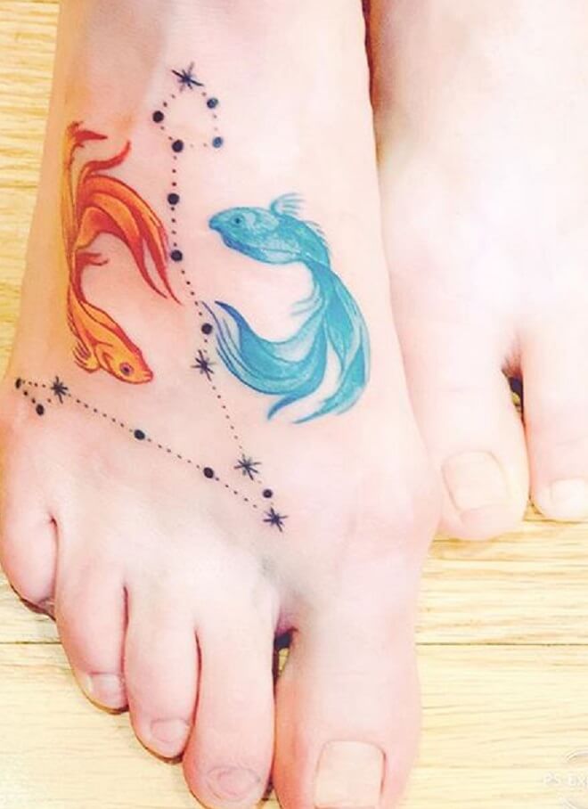 Foot Pisces Tattoo