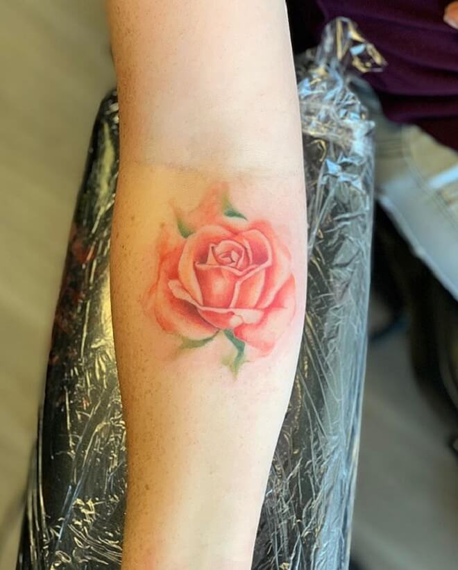Girl Watercolor Rose Tattoo