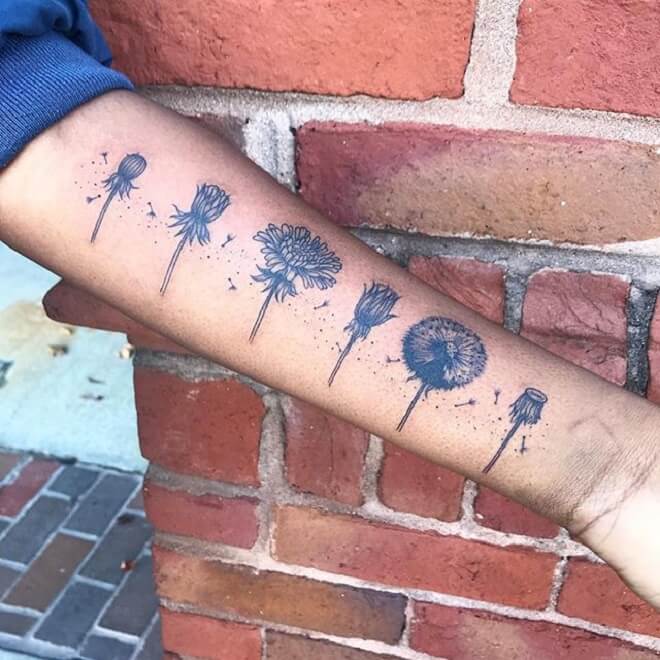 Hand Dandelion Tattoo