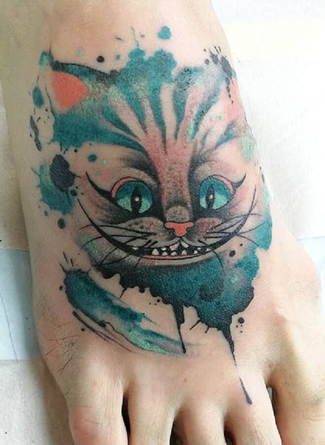 Leg Cheshire Cat Tattoo