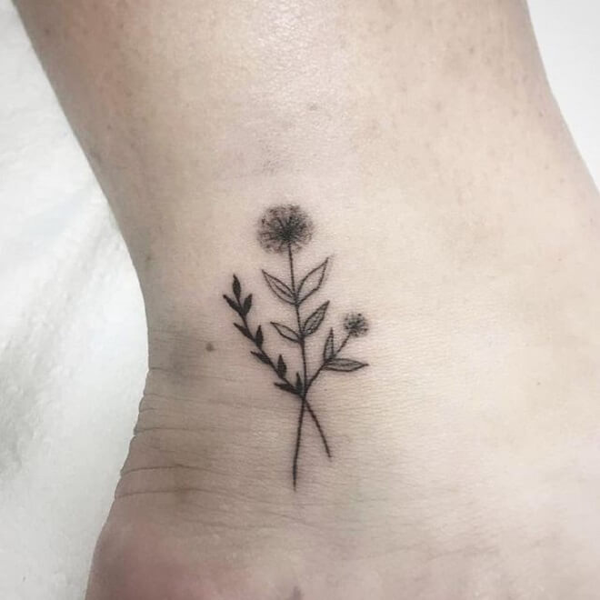 Line Dandelion Tattoo