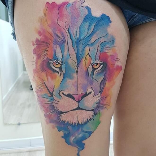 Lion Colorful Tattoo