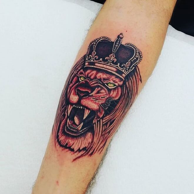 Lion and Crown Tattoo