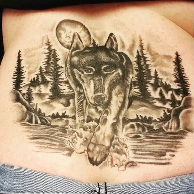 Lower Back Cat Tattoo
