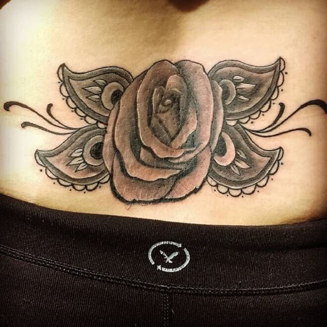 Lower Back Rose Tattoo